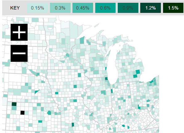 Example screenshot of ancestry distribution maps